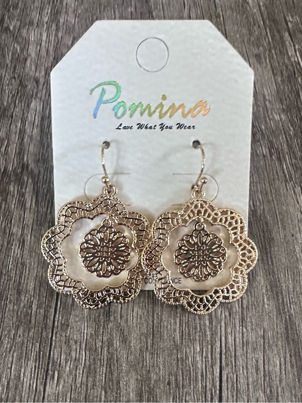 Gold Filigree Flower Drop Earrings